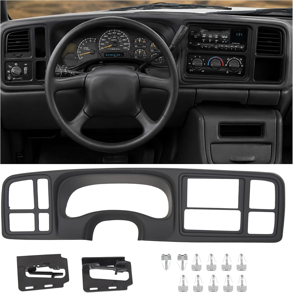 Double DIN Dash Cover Kit for 1999-2002 Chevy GMC Trucks