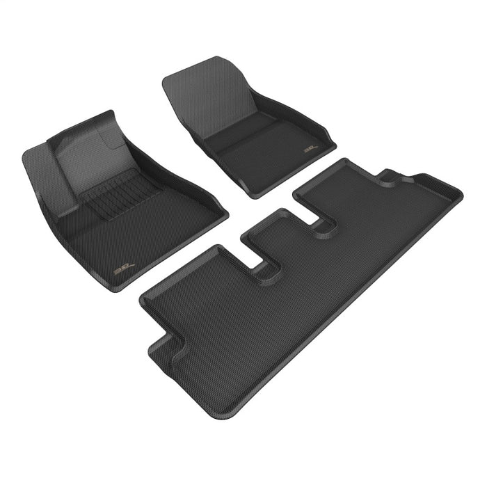 Tapis de sol 3D MAXpider 2024 Tesla Model 3 Kagu 1ère et 2ème rangée - Noir