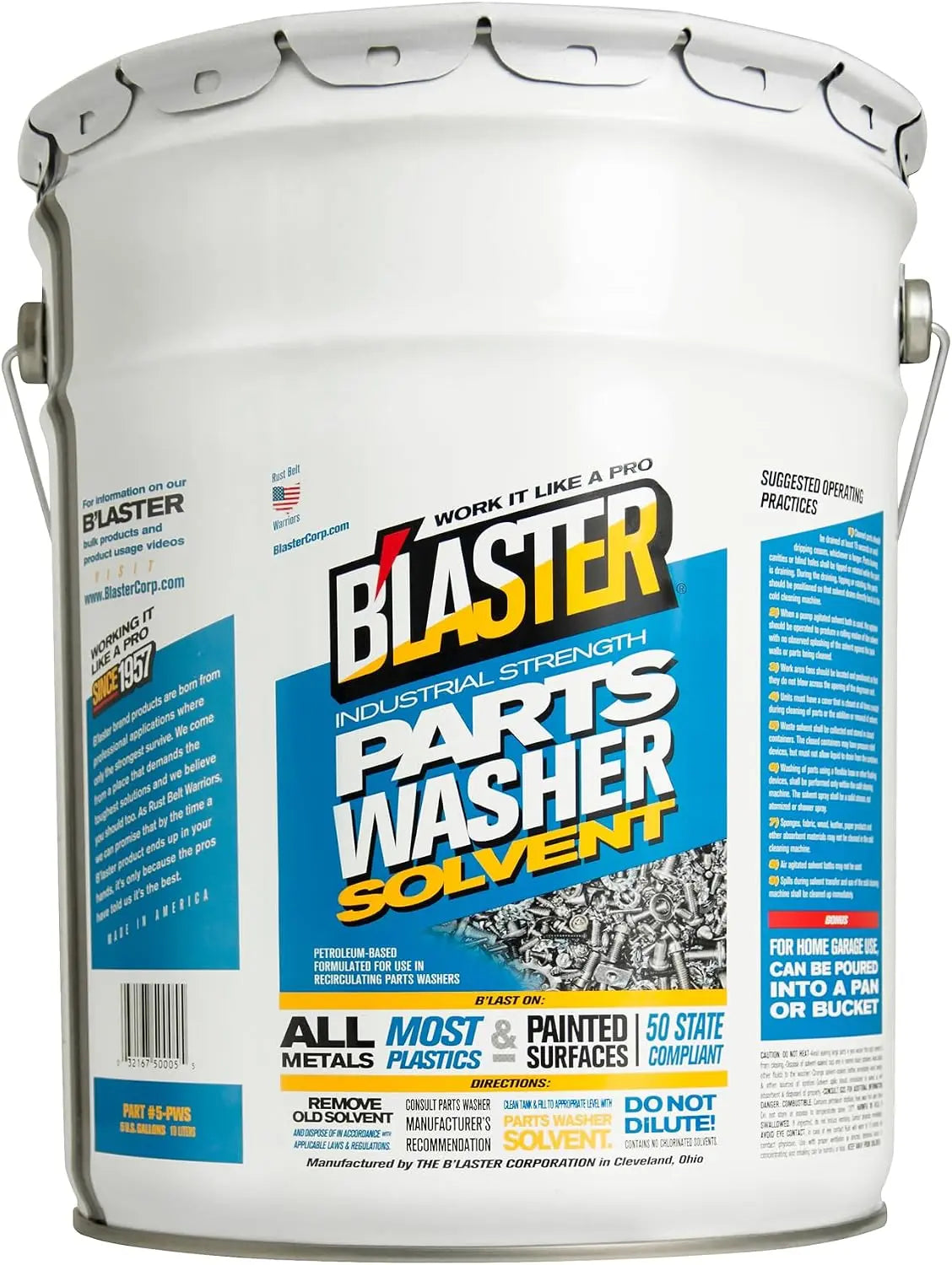 B’laster Parts Washer Solvent High Flashpoint Formula 5 Gallon 5-PWS