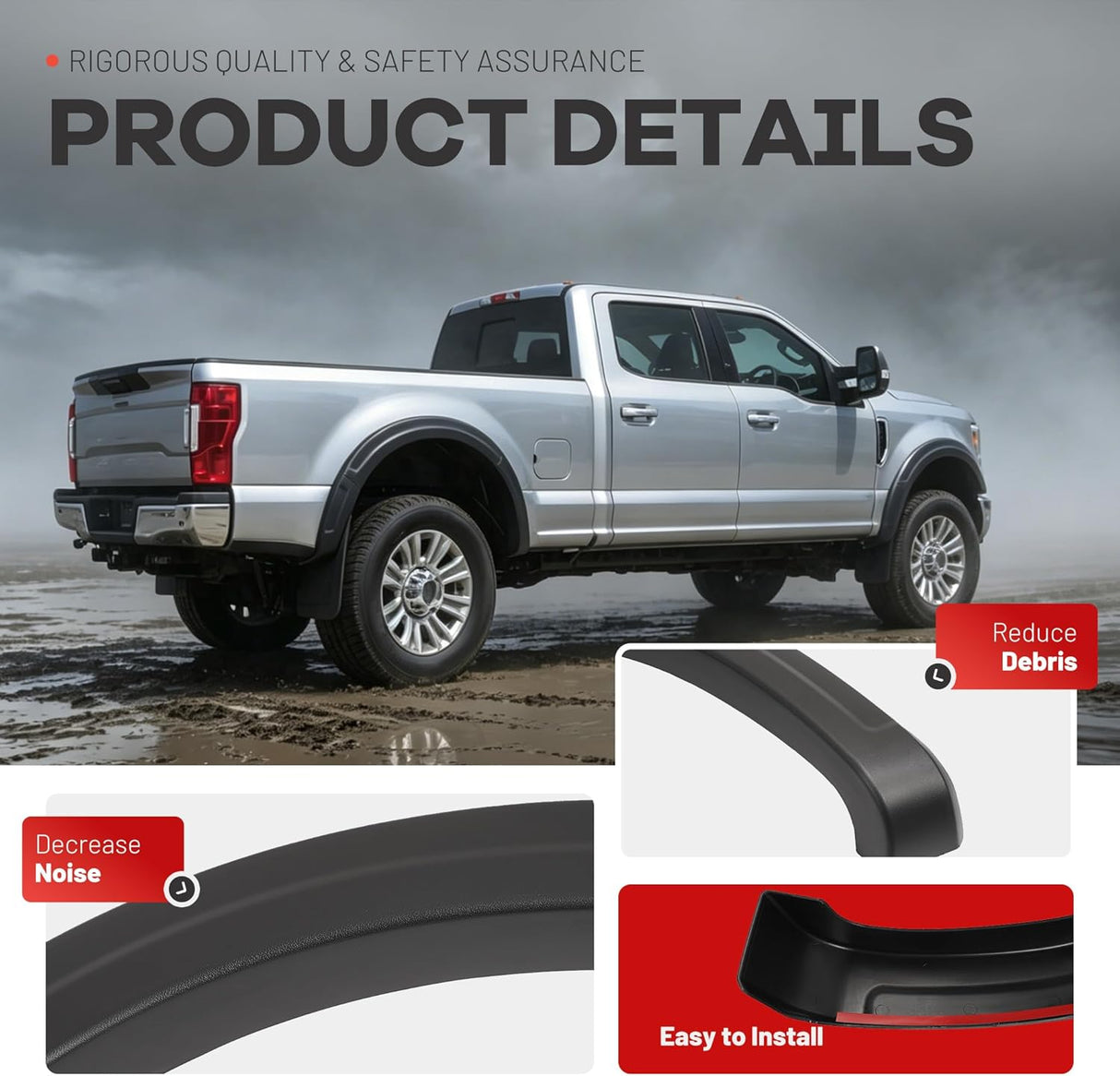 Textured Black 4-Piece Fender Flare Set for Ford Super Duty