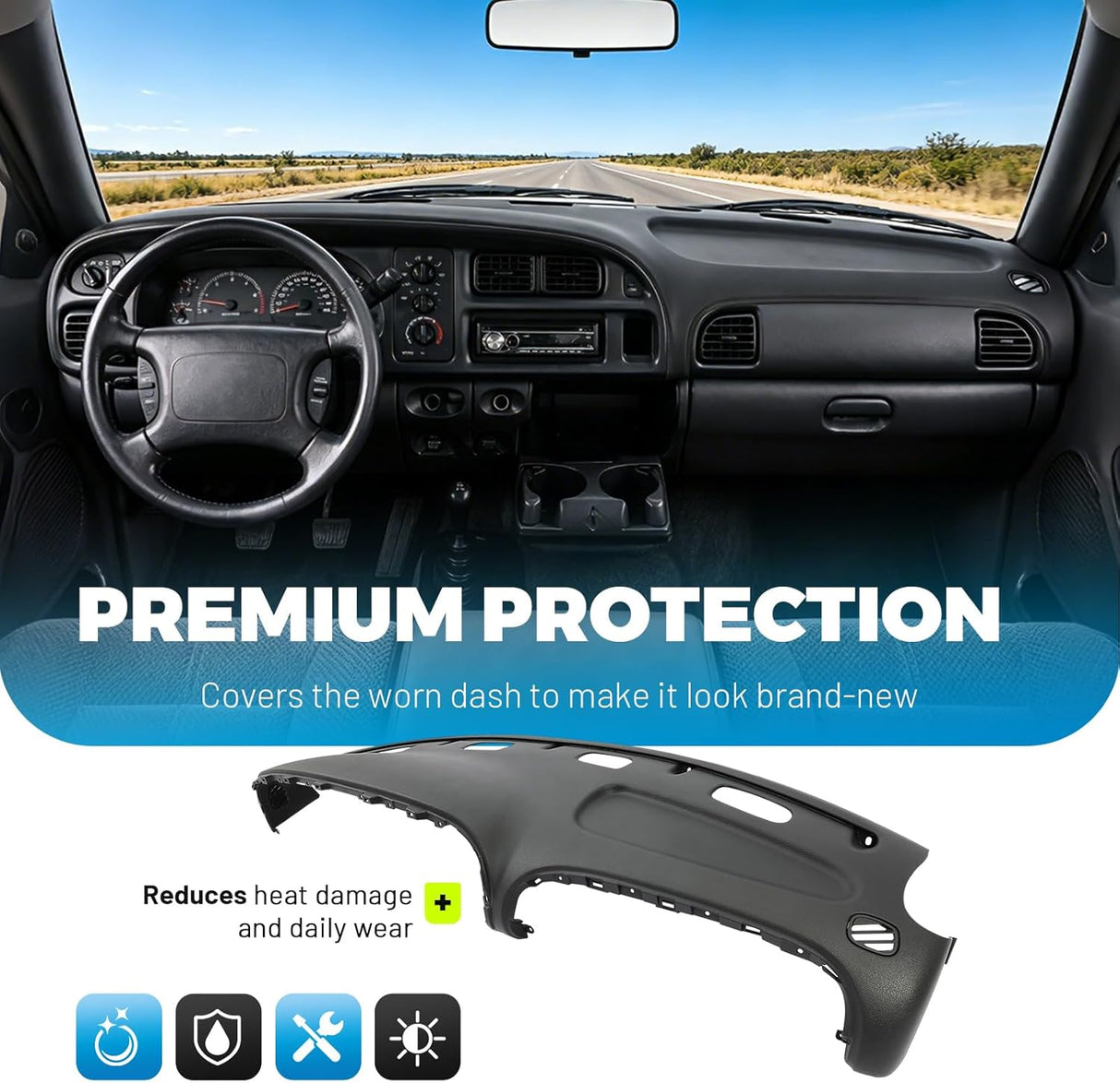 Full Dashboard Replacement Panel Compatible with 1998-2002 Dodge Ram