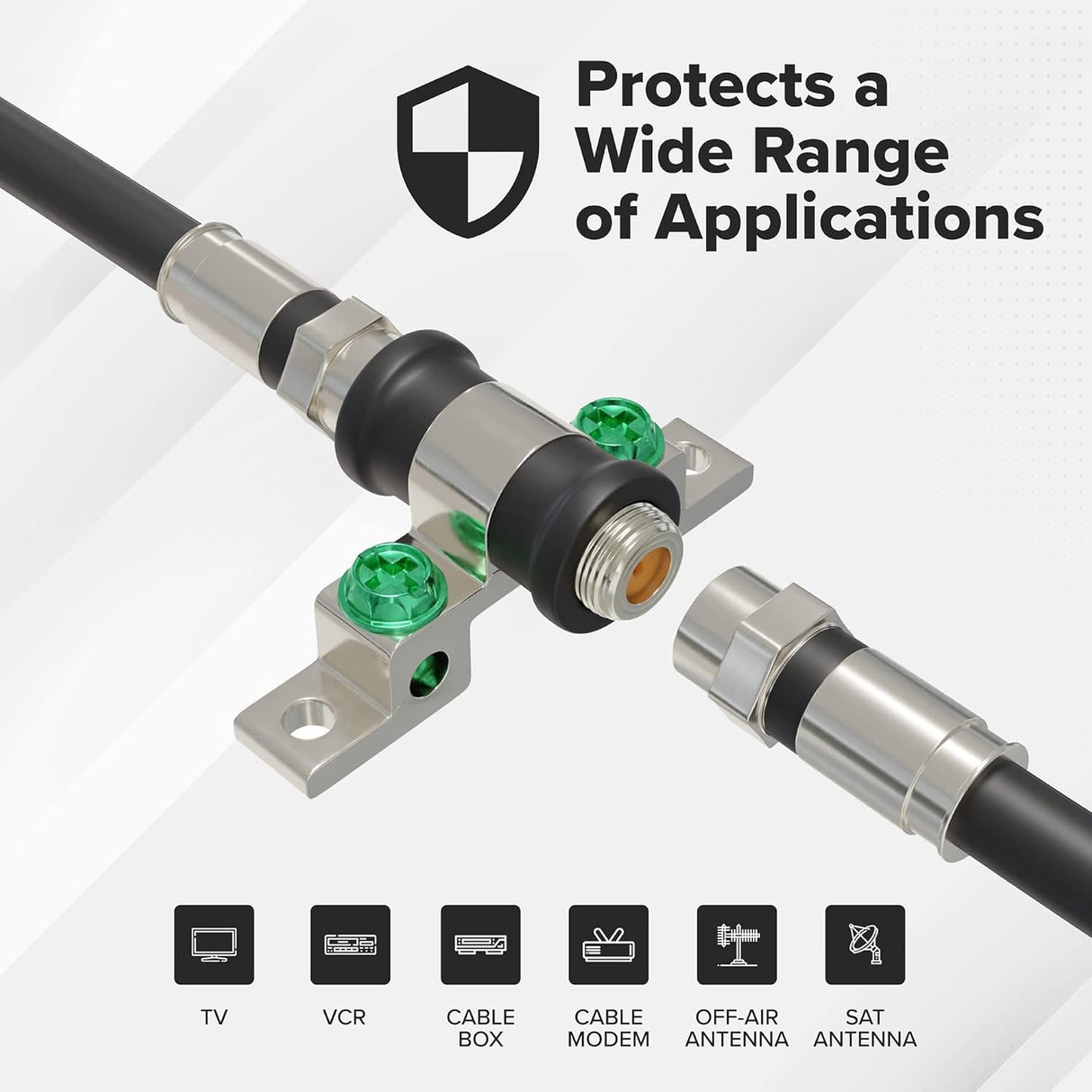 Coaxial Ground Block Connector F-Type RG6 3GHz Single Port TekShack