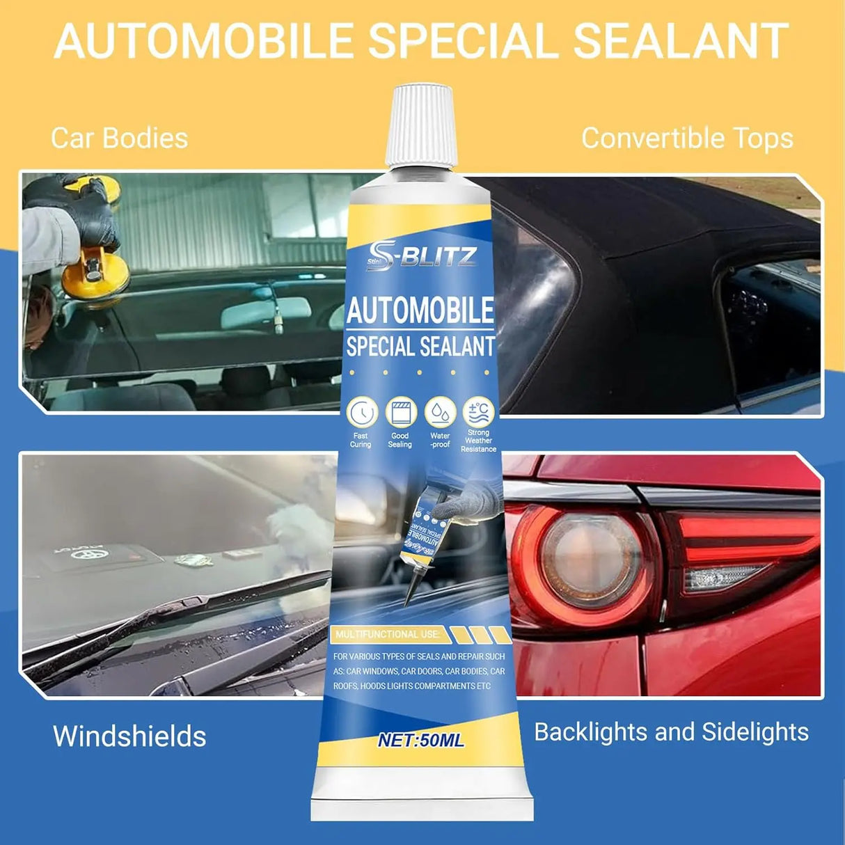 StinkBlitz Automotive Body Adhesive Sealant 3.4 oz 2-Pack B003-Series01