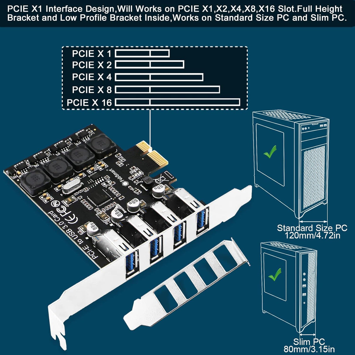 FebSmart PCIe 4-Port SuperSpeed USB 3.0 Expansion Card (FS-U4L-Pro) Black FebSmart