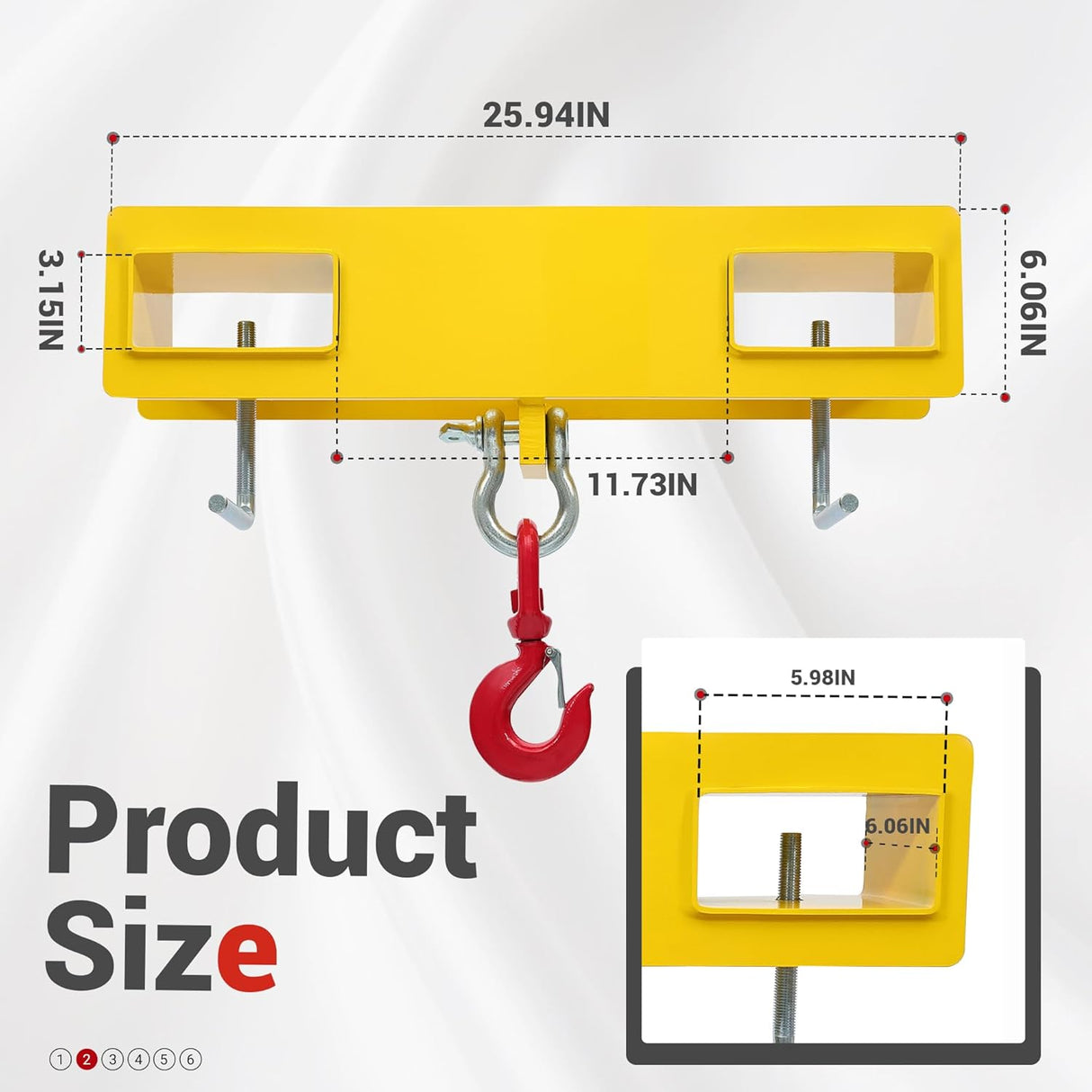 4800 lb Capacity Forklift Lifting Hook Attachment with Swivel