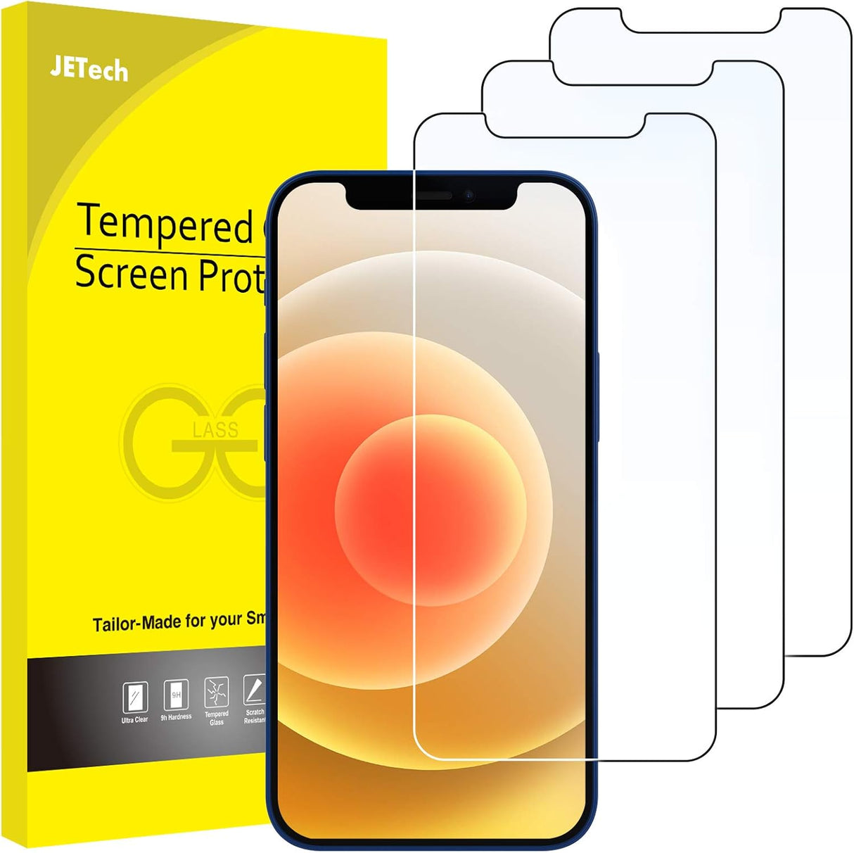 iPhone 12 / 12 Pro Tempered Glass Screen Protector, JETech TekShack