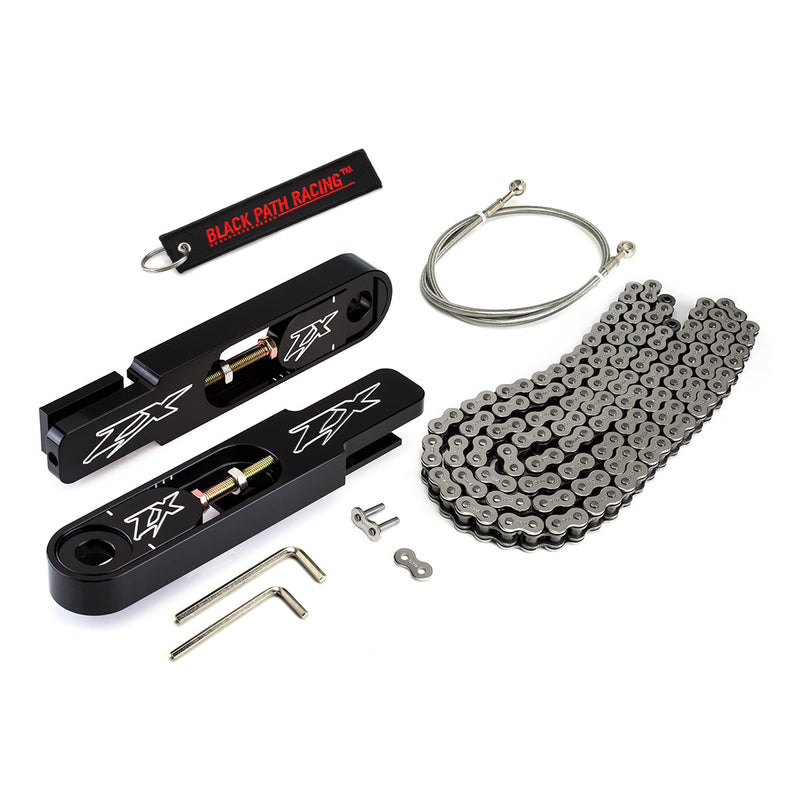 1998-2002 Kawasaki Ninja ZX-6R 5-9" Swingarm Extensions with Brake Line and Chain