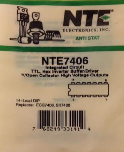 NTE7406 IC TTL-Hex Inverter Buffer/Driver W/ Open Collector High Voltage Output NTE