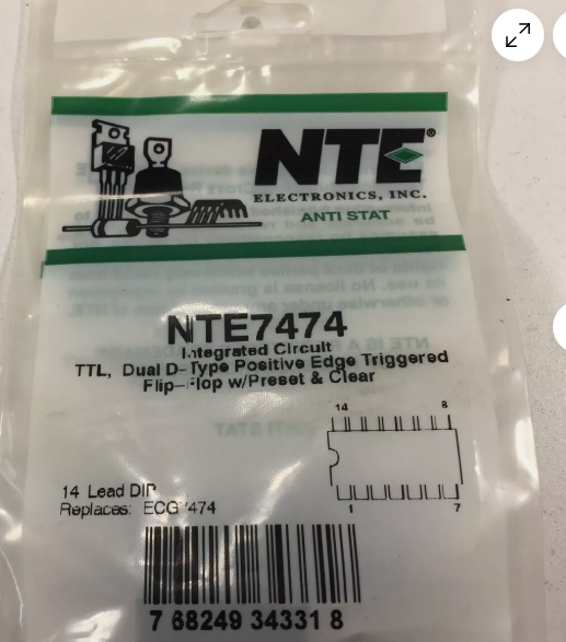 NTE7474 IC TTL, Dual D−Type Pos−Edge−Triggered FF w/Preset & Clear-Lot of 2 NTE