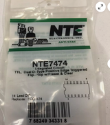 NTE7474 IC TTL, Dual D−Type Pos−Edge−Triggered FF w/Preset & Clear-Lot of 2 NTE