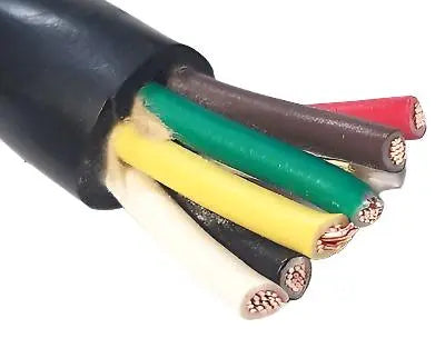 Trailer Cable Wire Harness 14-6 14 Gauge 6 Wire Jacketed Blk ROUND USA 25 feet AC/DC WIRE AND SUPPLY
