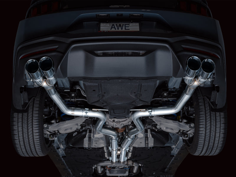 AWE 2024 Ford Mustang GT Fastback S650 RWD Track Edition Catback Exhaust w/ Quad Chrome Silver Tips