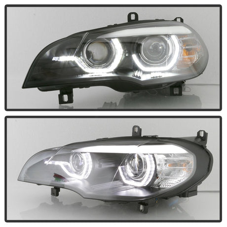 Phares de projecteur Spyder 07-10 BMW X5 E70 (modèles HID uniquement) - Noir PRO-YD-BMWE7007-AFSHID-BK