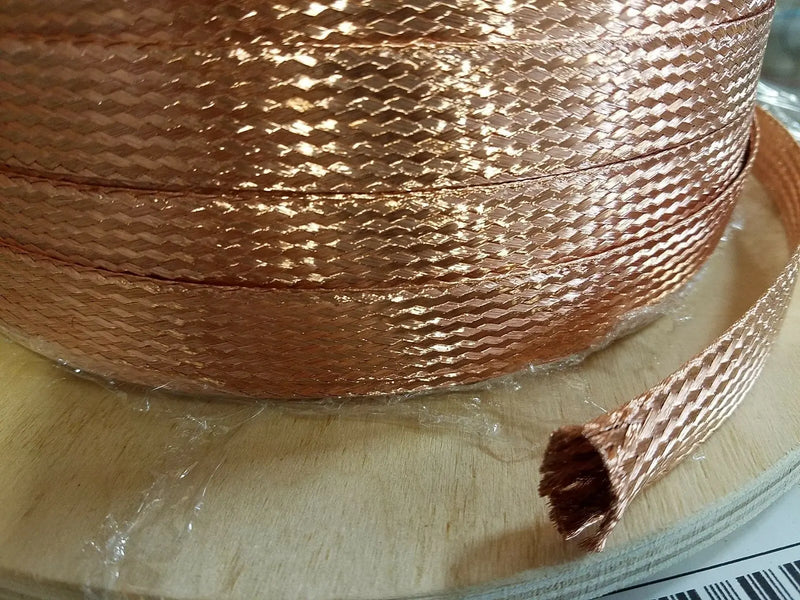 25 FEET 3/4" BRAIDED GROUND STRAP GROUNDING Bare Copper Flat Braid MADE IN USA ACDC