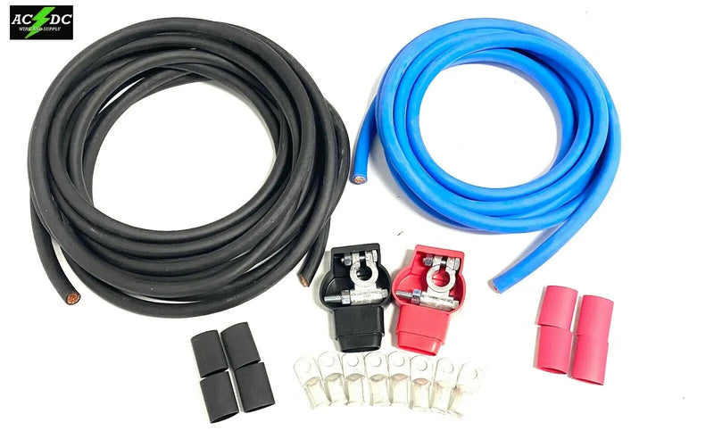 Military Style Battery Terminal 4 awg Gauge Relocation Cable Wire Kit PICK COLOR AC/DC WIRE AND SUPPLY