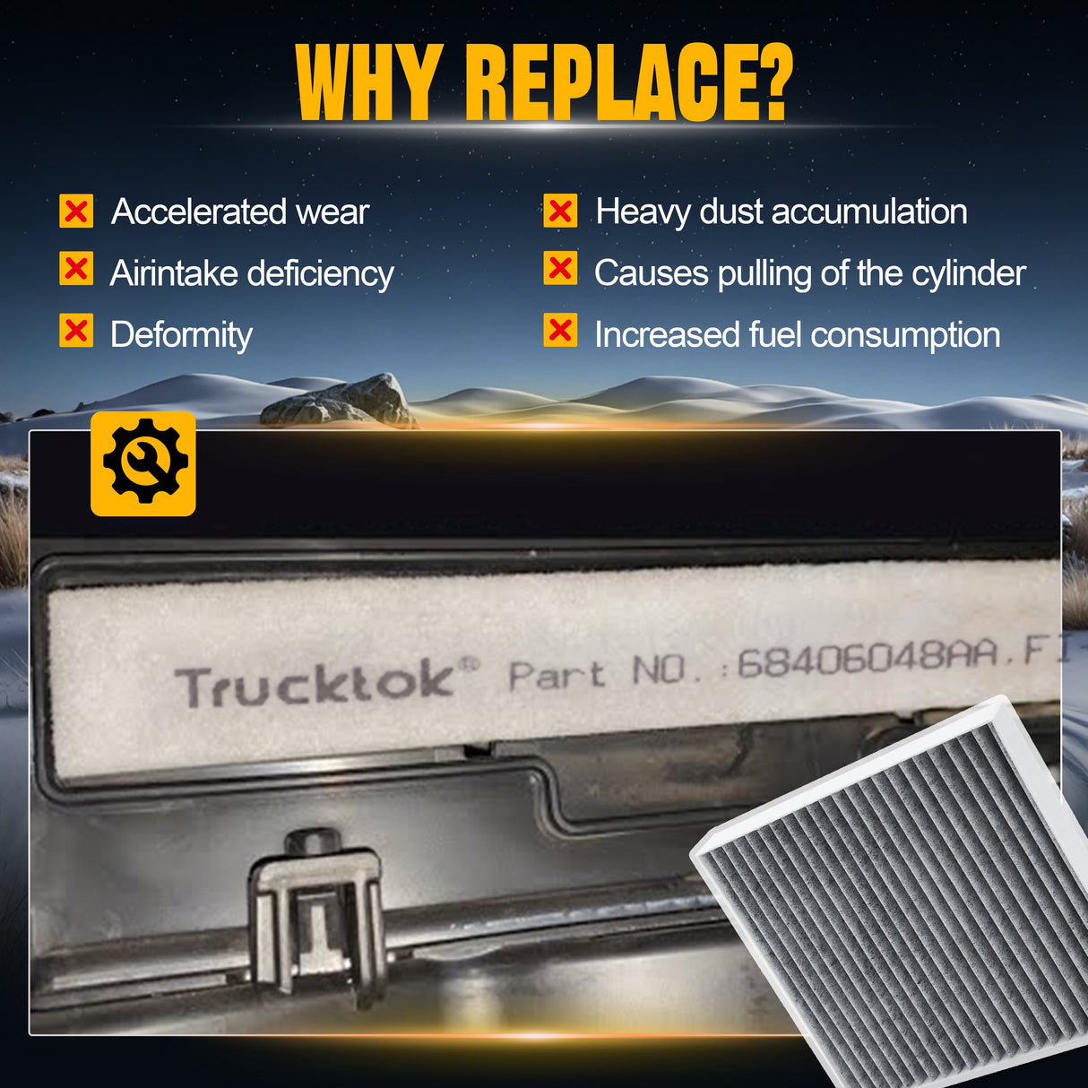 Trucktok 2010-2024 6.7L Dodge Ram Cabin Air Filter Replaces 68406048AA TruckTok