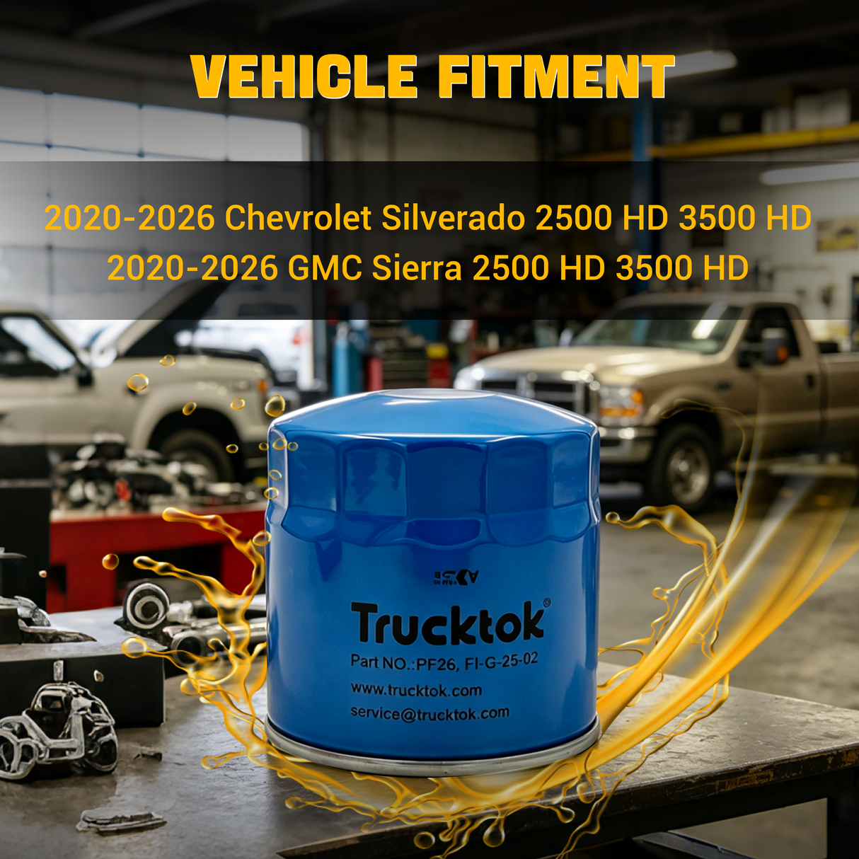 Trucktok 2020-2026 Silverado Sierra 6.6L Duramax Oil Filter Replaces PF26 12684038 TruckTok