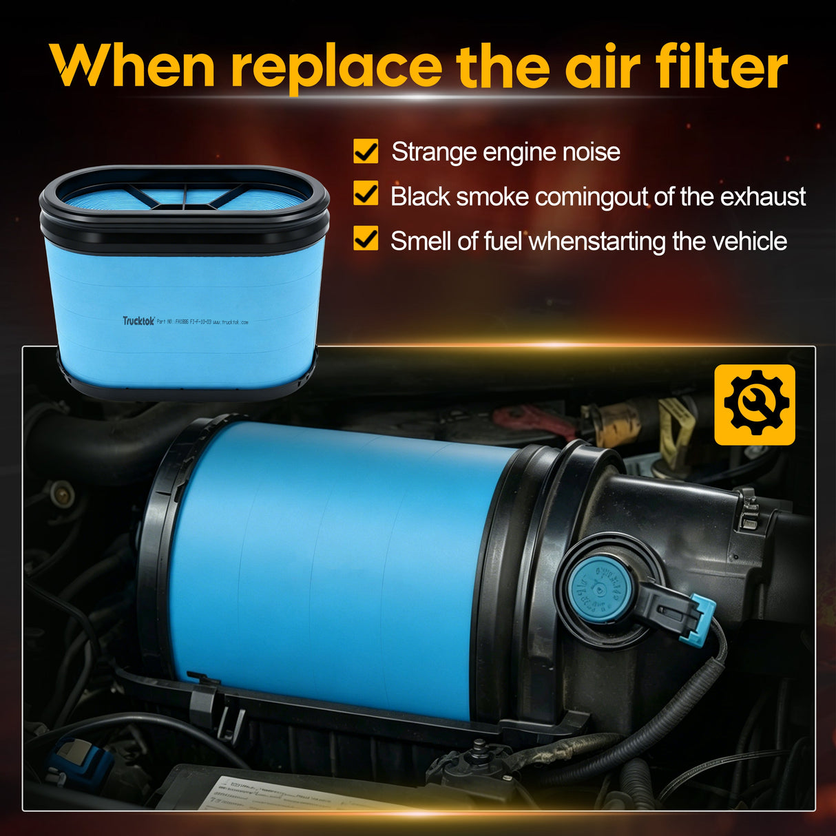 Trucktok 2008-2010 6.4L Ford Powerstroke Diesel Air Filter Replaces FA1886 TruckTok