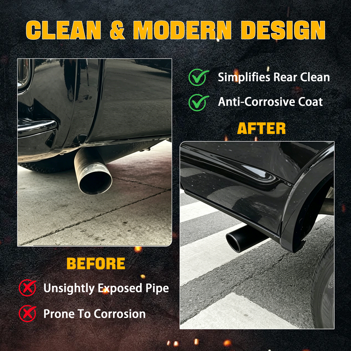 Trucktok 3" Inlet 5" Outlet 12" Overall Length Bolt On Exhaust Tailpipe Tip Black TruckTok