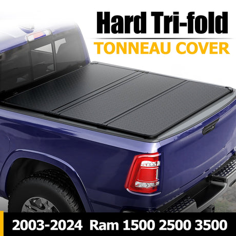 Trucktok 2003-2024 Dodge Ram 1500 2500 3500 6.4FT Hard Tri-Fold Tonneau Cover Truck Bed TruckTok