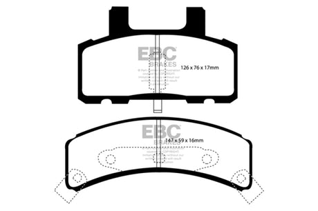 EBC 97-99 Cadillac Deville 4.6 (tambours arrière) Plaquettes de frein avant Yellowstuff