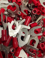 22-18 GA RED FORK SPADE TERMINAL VINYL INSULATED CRIMP WIRE CONNECTOR Unbranded