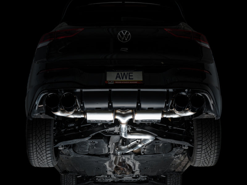 Échappement quadruple AWE MK8 pour Volkswagen Golf R 3 pouces Touring Edition - Embouts noirs diamantés