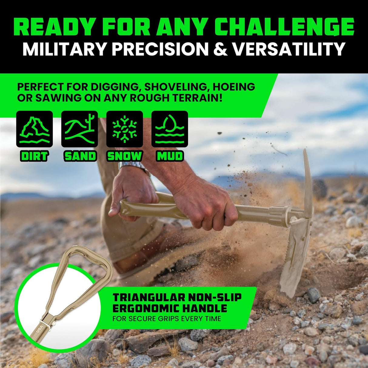 Folding Survival Shovel w/ Pick