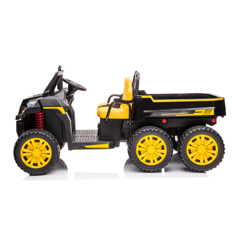 24V 6 Wheeler Magic Cars Tractor Trailer 2 Seater Ride-on with Dump Cart and Parental Remote