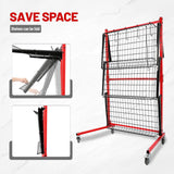 Rolling 3 Shelf Auto Body Parts Storage Rack Steel Red