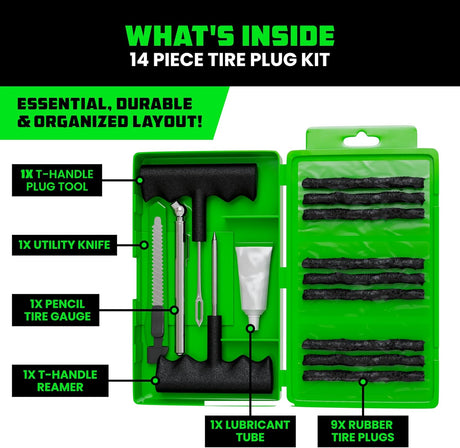 14-Piece Compact Tire Repair Kit