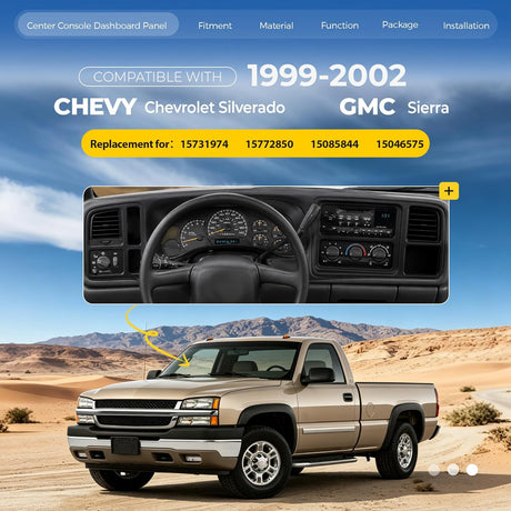 Double DIN Dash Cover Kit for 1999-2002 Chevy GMC Trucks