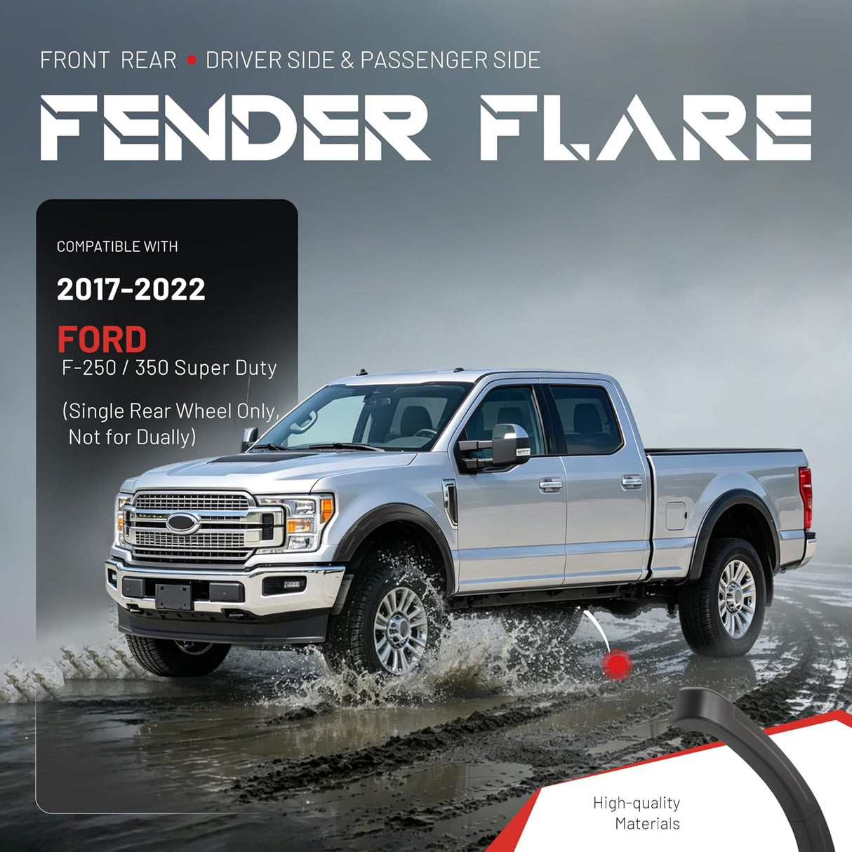 Textured Black 4-Piece Fender Flare Set for Ford Super Duty