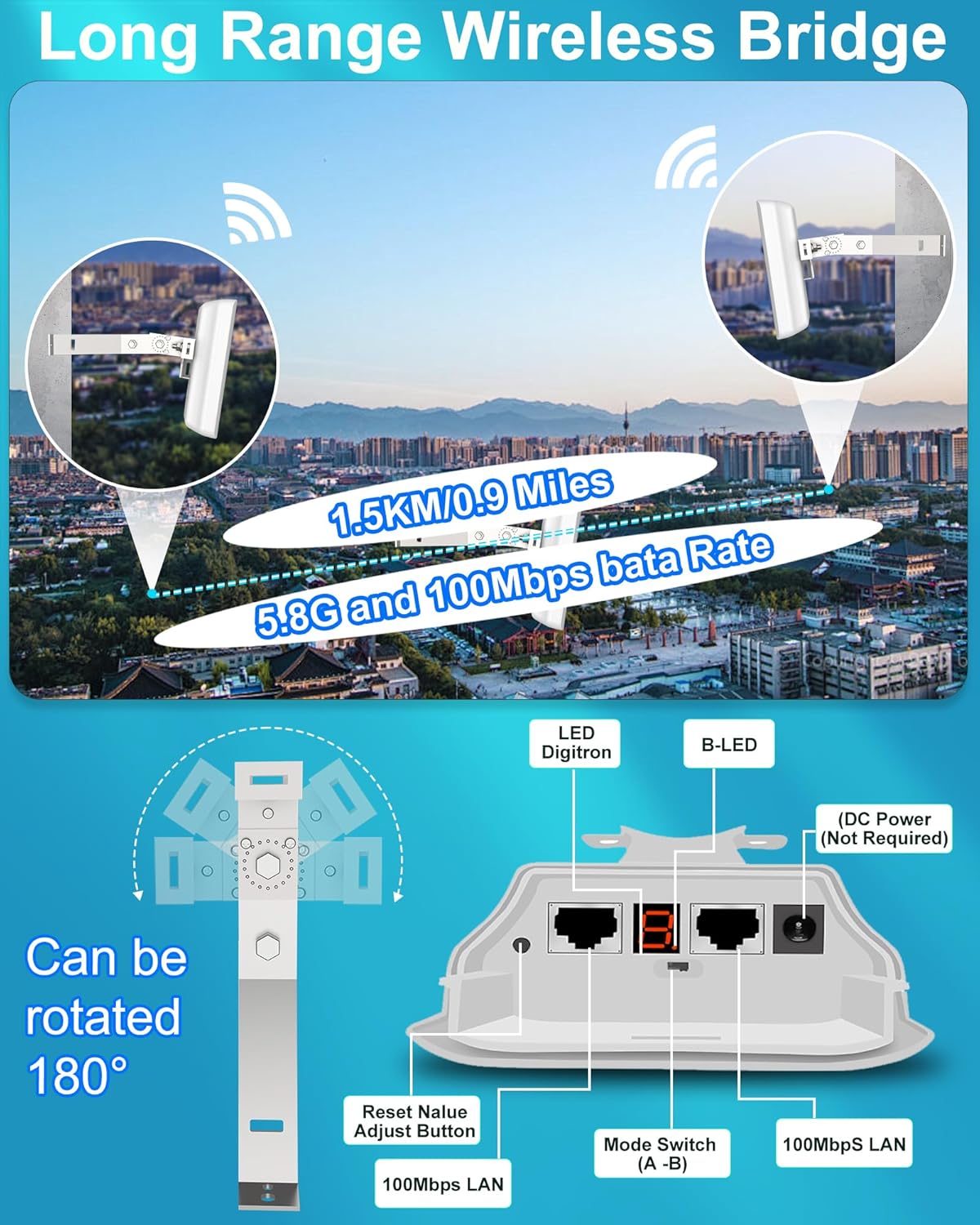 Wireless Point-to-Point Outdoor Bridge Kit (2-Pack) TekShack