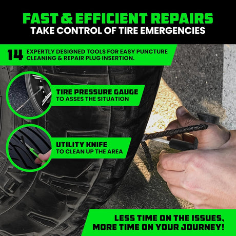 14-Piece Compact Tire Repair Kit