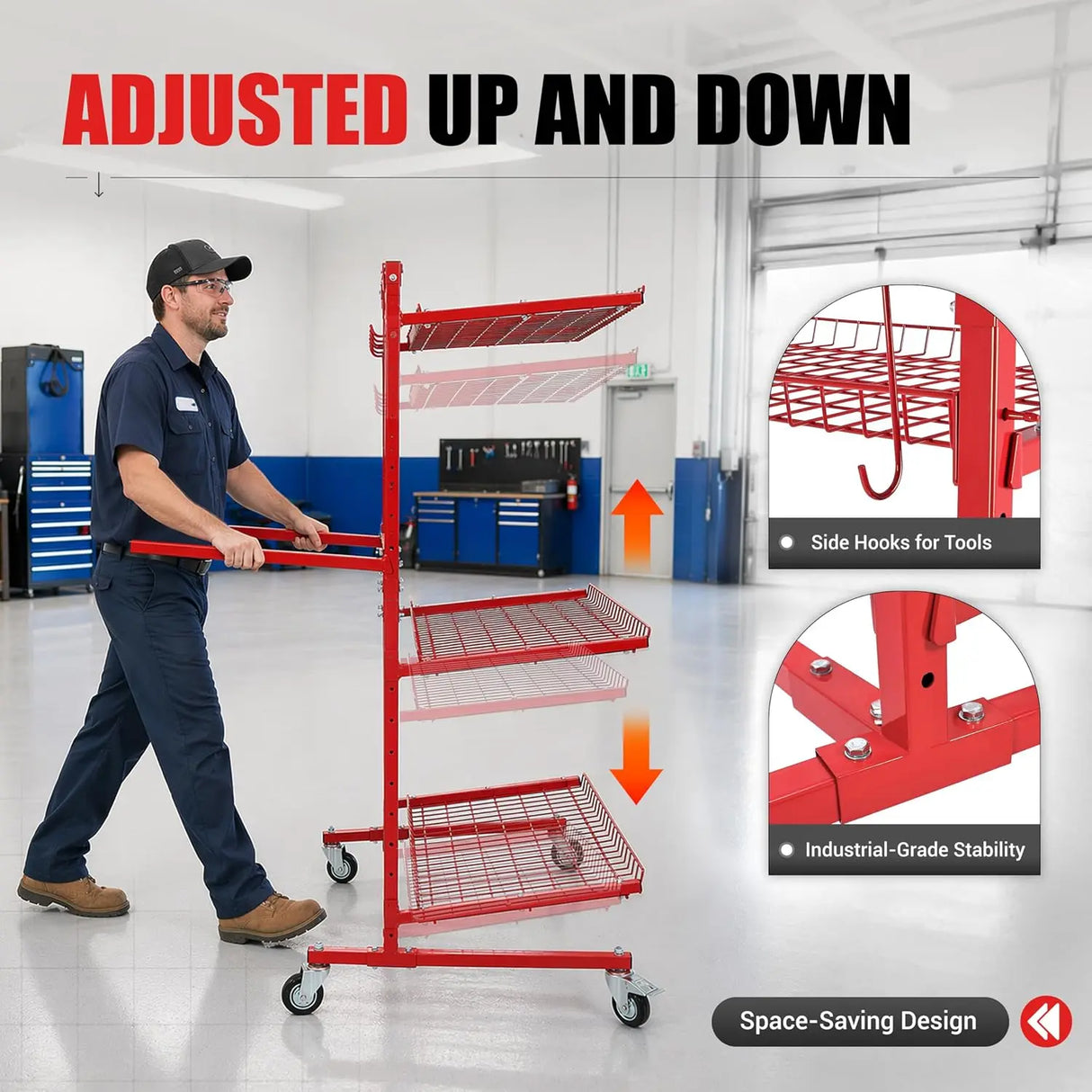 ALMULOO Auto Parts Storage Rack for VW Type 1 Bugs Red VC-0372 1 Each