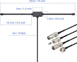 FM Radio Dipole Antenna – 75 Ohm Adhesive Mount with 10ft Cable & Universal Adapter Kit TekShack