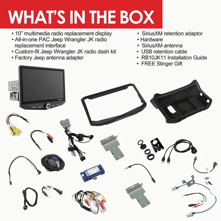 Stinger HEIGH10 10" Radio Fully Integrated Kit I Off Road Mode  I '11-'18 Jeep JK Wranglers