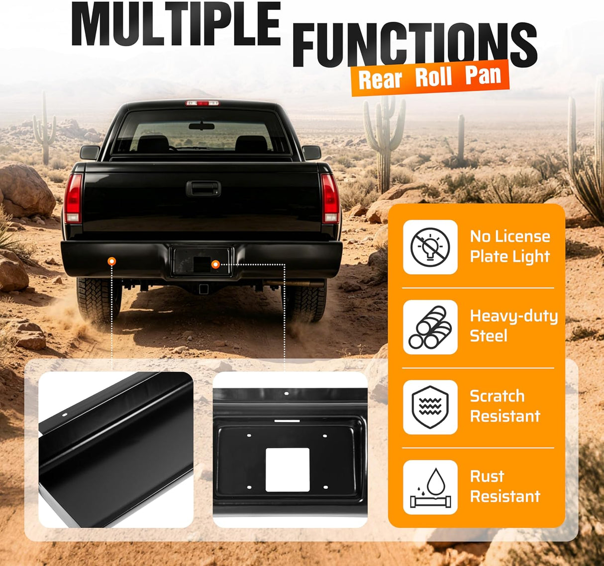 Rear Roll Pan Without Light for 1988-1998 Full-Size Trucks