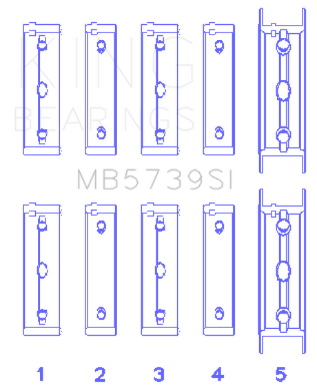 King Engine Bearings Subaru Ej20/Ej22/Ej25 Alésage du boîtier + 0,002 (taille + 0,75 mm) Ensemble de roulements principaux