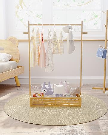 2 Pack Bamboo Luggage Rack with Lower Fabric Storage Shelf