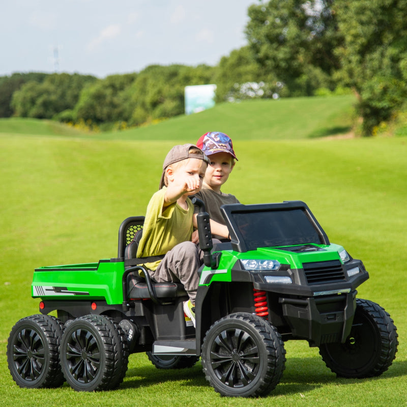 24V 6 Wheeler Magic Cars Tractor Trailer 2 Seater Ride-on with Dump Cart and Parental Remote