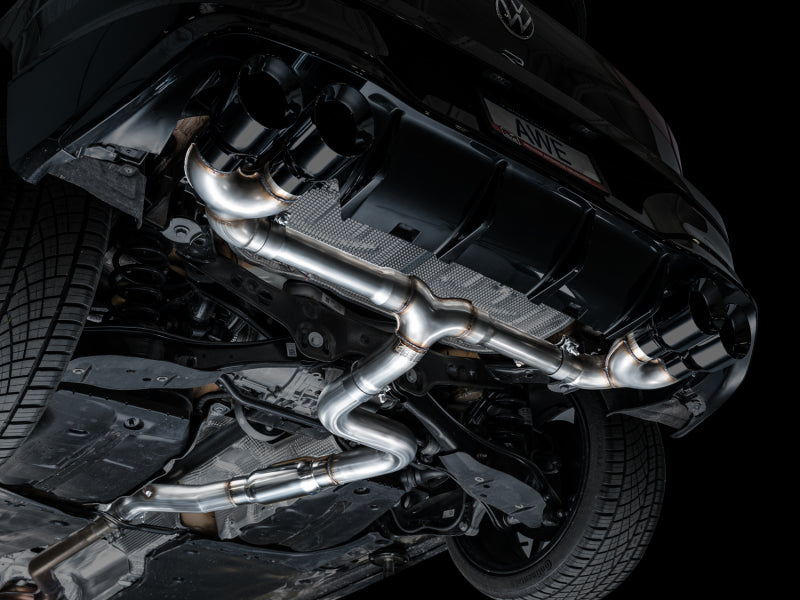 Échappement quadruple AWE MK8 pour Volkswagen Golf R 3 pouces Track Edition - Embouts noirs diamantés