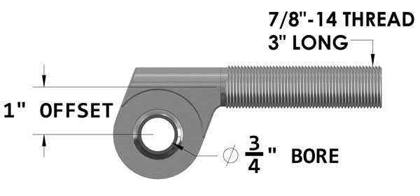 Offset Heat Treated Chromoly 7/8- 14 X 3/4 Heim Joint Right Hand