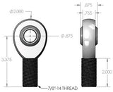 7/8"-7/8" 3-Piece Precision Heat Treated Chromoly Teflon and Kevlar Lined Right Hand Heim