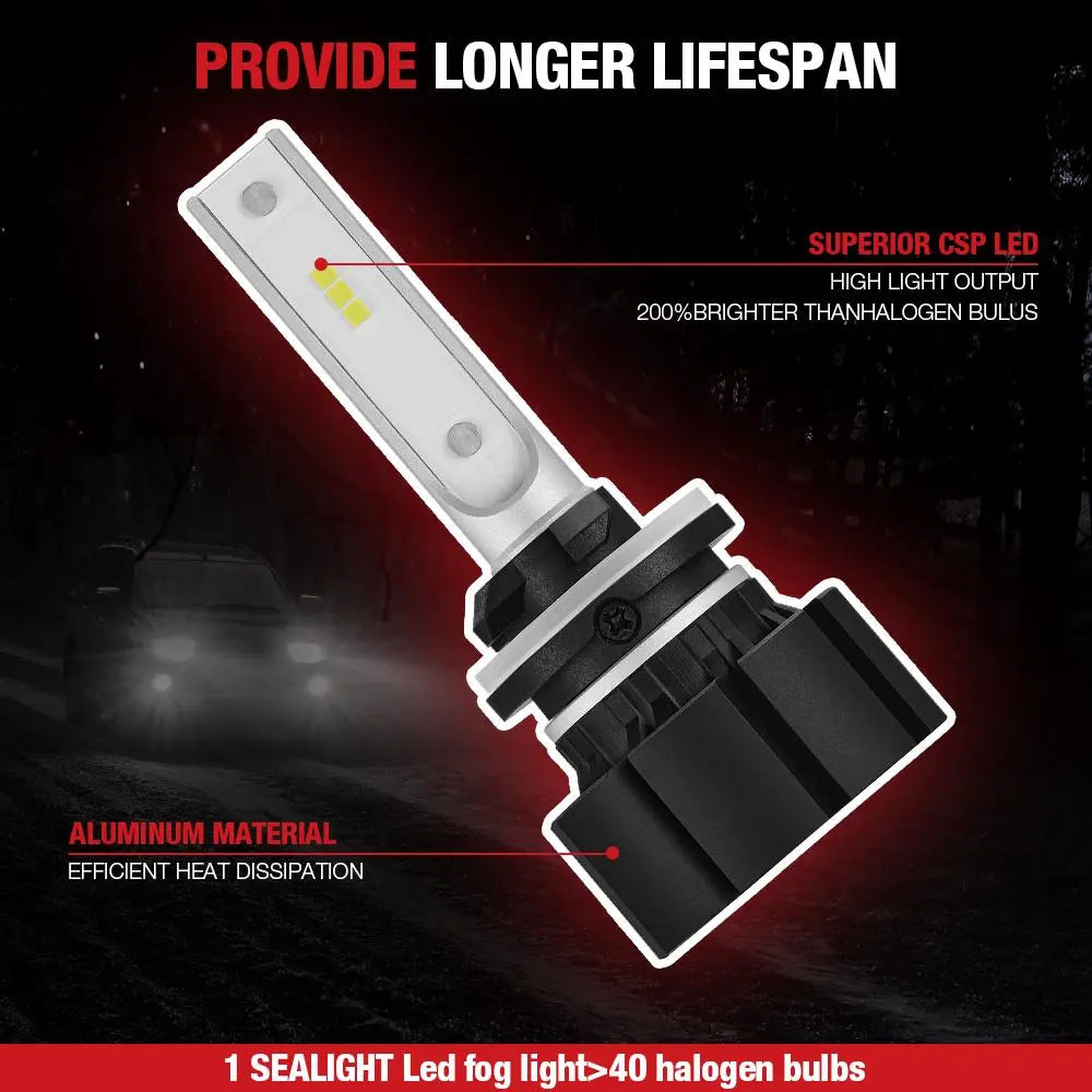 XF1 880 6000K 6000LM LED Fog Light Bulbs White 2Pcs