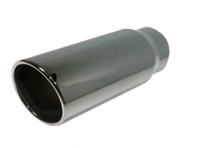Rolled Angle Cut Exhaust Tip, Black Chrome, Bolt On, 4" Inlet, 5" Outlet, 15" Length, Universal ZZ Diesel