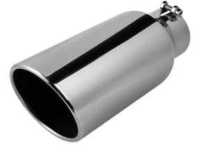Rolled Angle Cut Exhaust Tip, Polished 304 Stainless, Bolt On, 4" Inlet, 8" Outlet, 18" Length, Universal ZZ Diesel