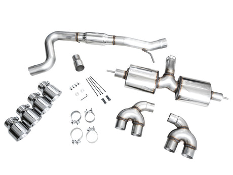 Échappement quadruple AWE MK8 pour Volkswagen Golf R 3 pouces Touring Edition - Embouts chromés argentés