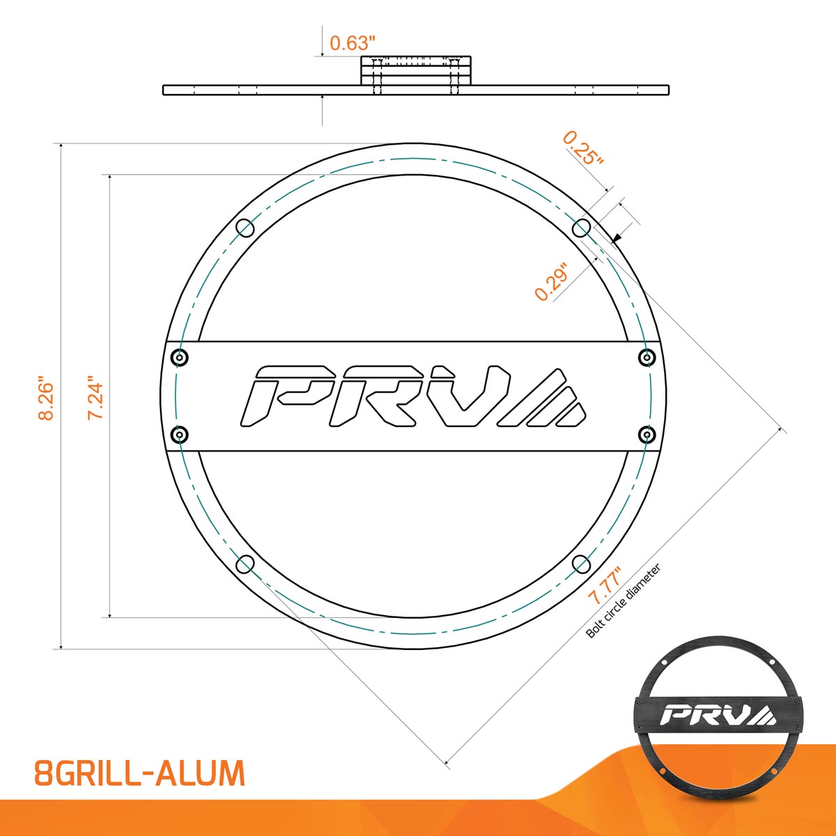 PRV 8GRILL-ALUM Grill PRV Audio